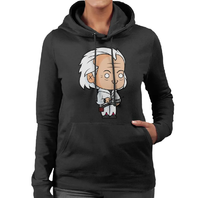 Back to the Future Dr Emmett Brown Kawaii Women's Hooded Sweatshirt Hoodie with Full-Zip Functional Layering