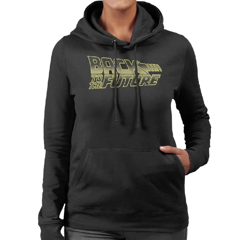 Back to the Future Gold Logo Women's Hooded Sweatshirt Hoodie with Hem Embroidery Detailed Premium