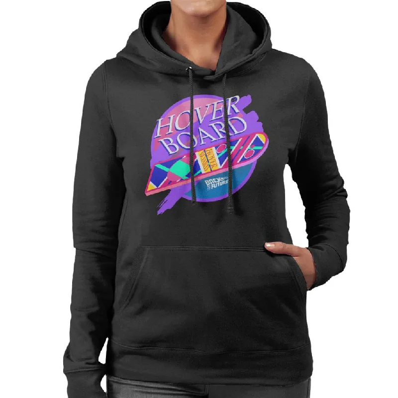 Back to the Future Marty Mcflys Vaporwave Hoverboard Women's Hooded Sweatshirt Hoodie with Embroidery Detailed Premium