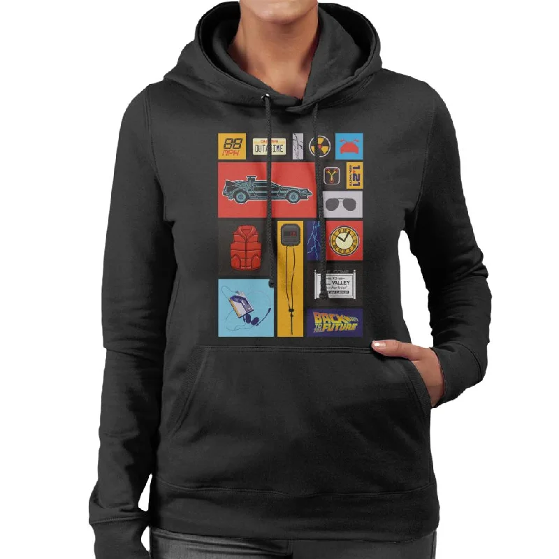 Back to the Future Tile Montage Women's Hooded Sweatshirt Hoodie with Zipper Versatile Modern