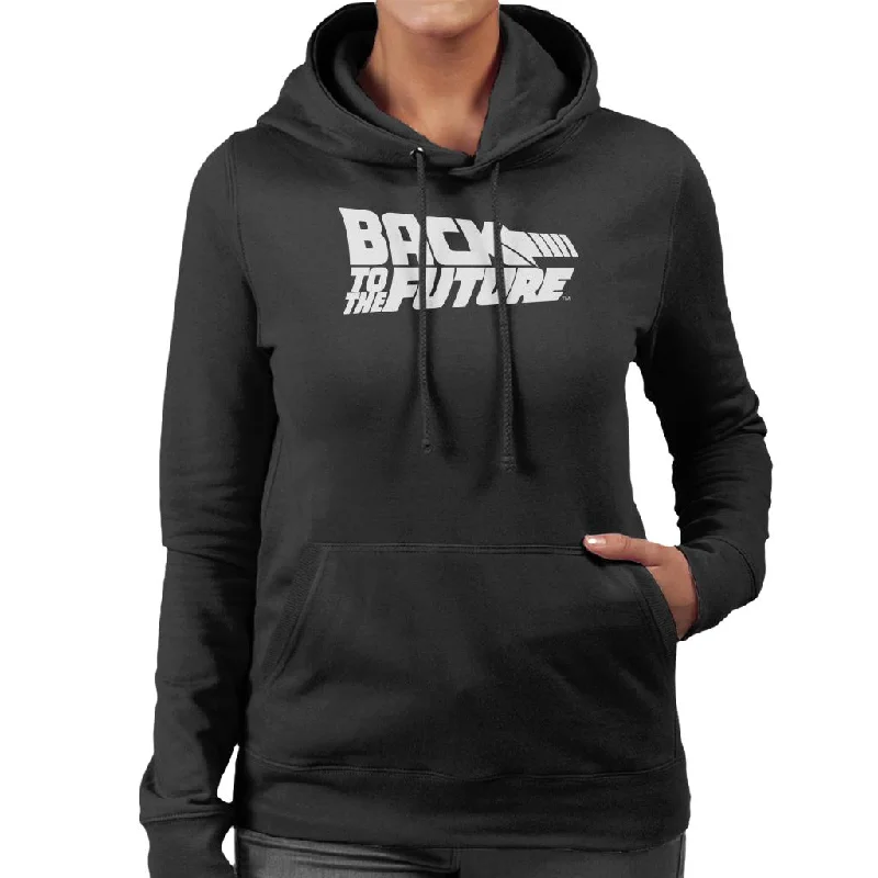 Back to the Future White Logo Women's Hooded Sweatshirt Hoodie with Ribbed Hem Stretchable Secure