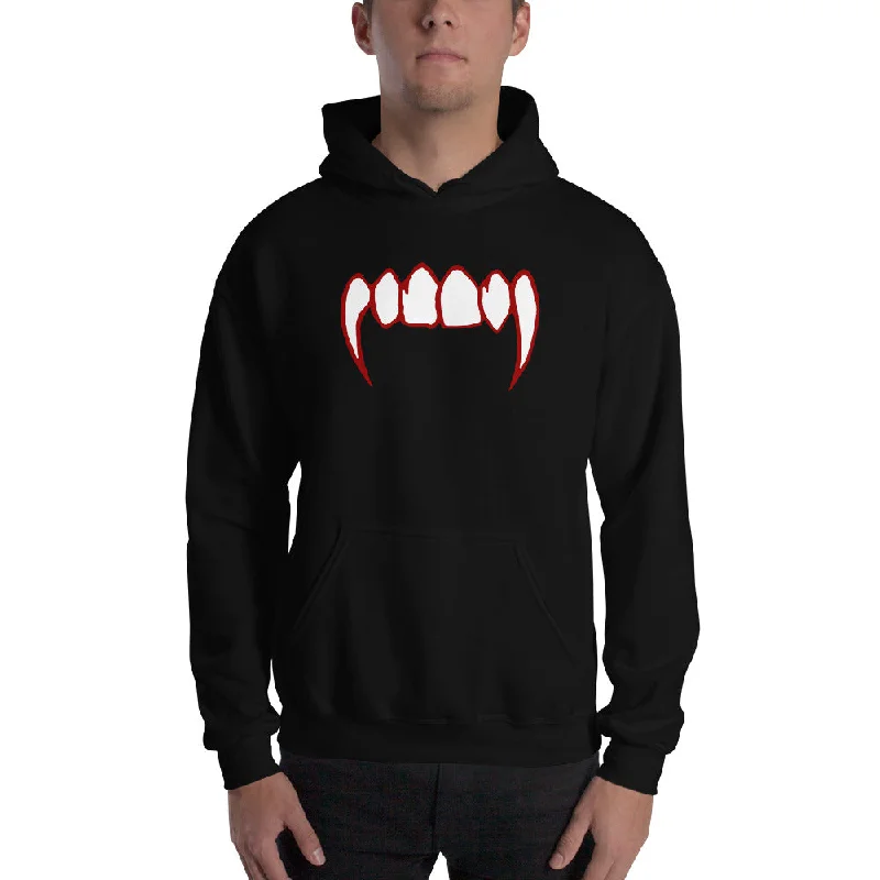 Bloody Vampire Fangs Horror Teeth Unisex Hoodie Sweatshirt Hoodie with V-Neck Classic Versatile