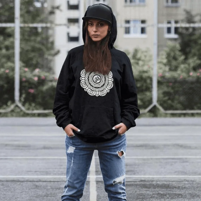 Om Mandala Premium Hoodie (schwarz) Hoodie with Hem Elastic Stretchable Comfortable