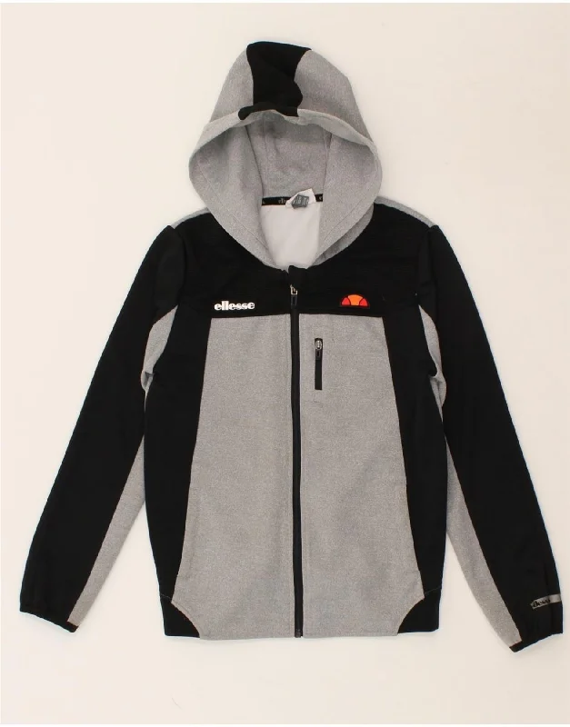 ELLESSE Boys Zip Hoodie Sweater 10-11 Years Grey Colourblock Polyester Hoodie with Hidden Zipper Minimalist Clean