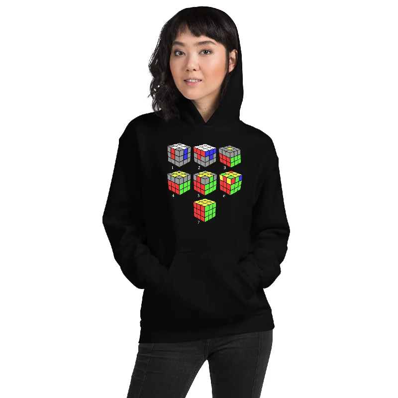 How To Solve A Puzzle Speed Cube Diagram Unisex Hoodie Sweatshirt Hoodie with Emblem Brand Identity