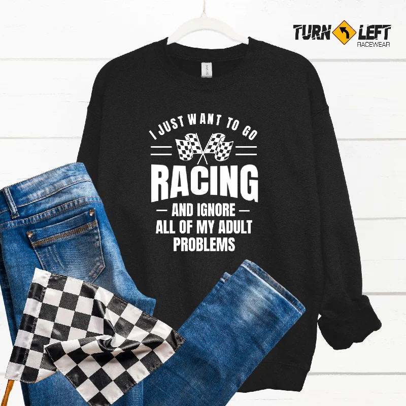 I Want To Go Racing Sweatshirt Hoodie with Slim Fit Tailored Modern