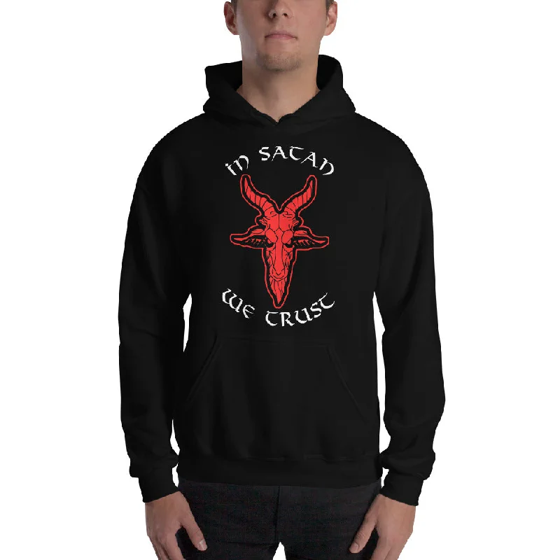 In Satan We Trust 666 Goat Head Occult Unisex Hoodie Sweatshirt Hoodie with Zipper Versatile Modern