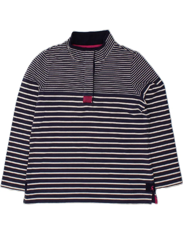 JOULES Womens Zip Neck Sweatshirt Jumper UK 18 XL Navy Blue Striped Cotton Hoodie with Half-Zip Sporty Casual