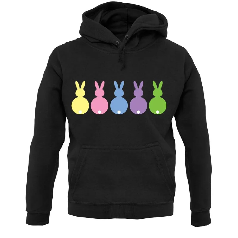 Multi Colour Easter Bunny's Unisex Hoodie Hoodie with Elastic Cuffs Stretchable Comfortable