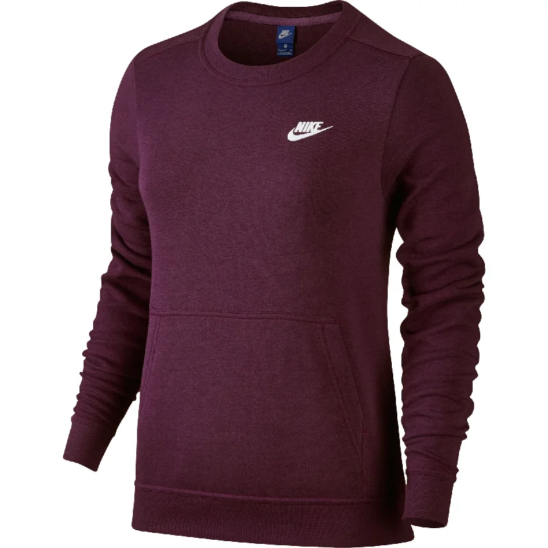 Nike Crew Women's Sweatshirt Port Wine Hoodie with Drawstring Waist Adjustable Fitted