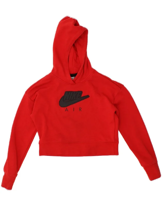 NIKE Girls Standard Graphic Crop Hoodie Jumper 12-13 Years Large Red Hoodie with Gradient Ombre Colorful