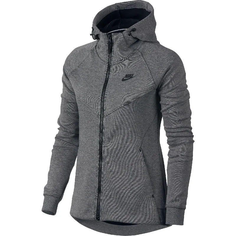 Nike Sportswear Tech Fleece Full Zip Women's Hoodie Carbon Black Hoodie with Neon Bright Vibrant