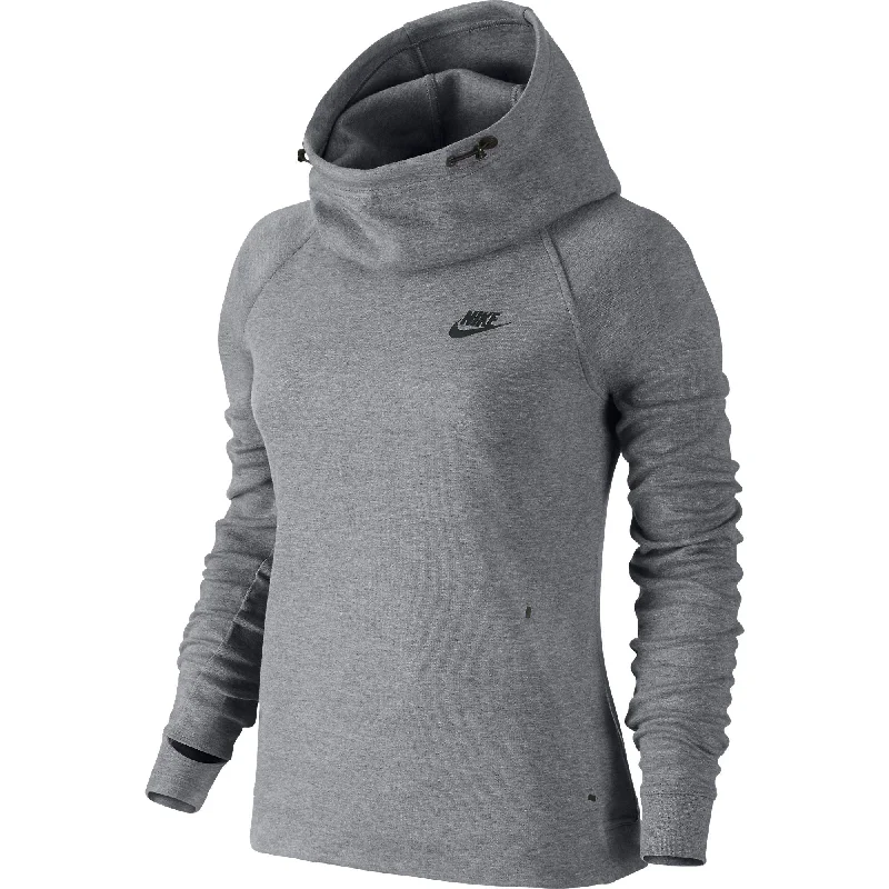 Nike Tech Fleece Women's Hoodie Charcoal Heather/Black Hoodie with Bell Sleeves Flared Feminine