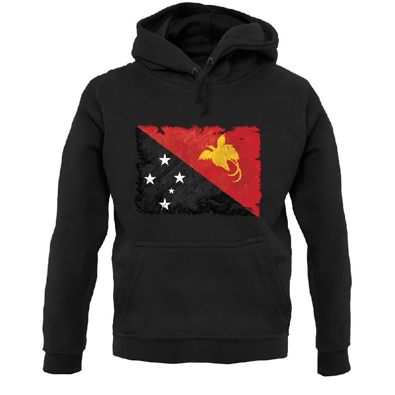 Papua New Guinea Grunge Style Flag Unisex Hoodie Hoodie with Hidden Zipper Minimalist Clean