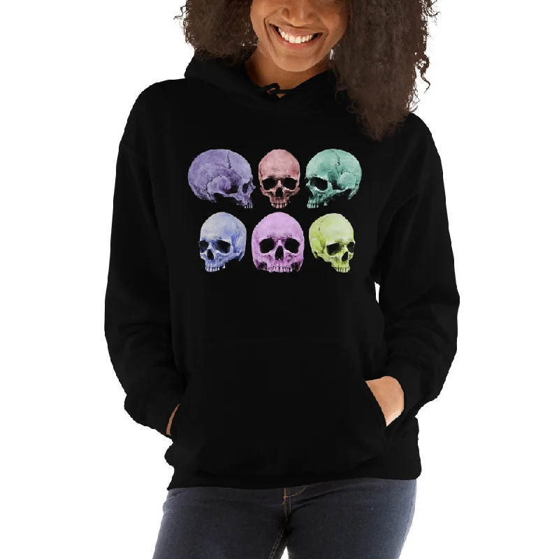 Pastel Colored Death Skulls Goth Fashion Unisex Hoodie Sweatshirt Hoodie with Patch Decorative Personalized