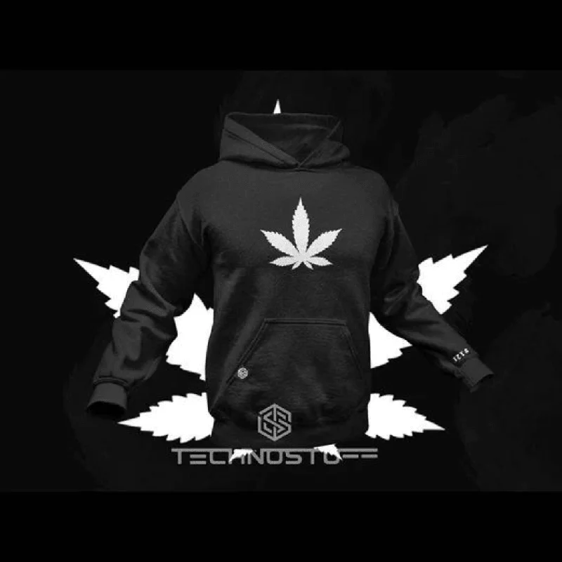 Hemp Leaf Premium Hoodie (schwarz) Hoodie with Full-Zip Functional Layering