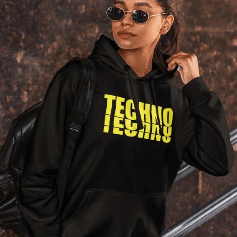 Yellow Techno Premium Hoodie Zip Hoodie Drawstring Kangaroo Pocket