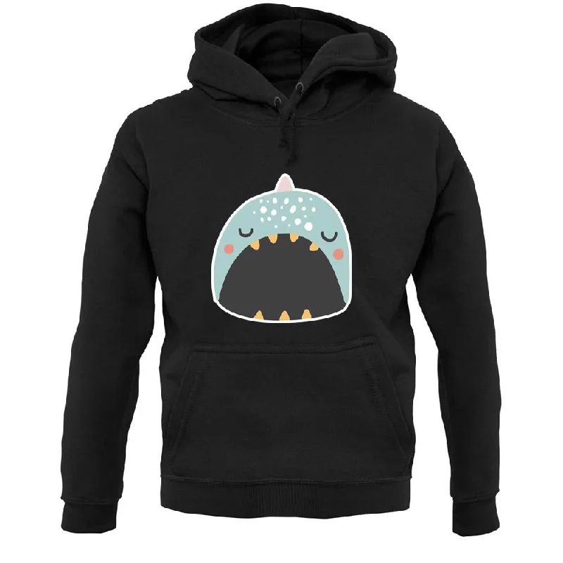 Smiley Face Narwhal Unisex Hoodie Hoodie with Exposed Zipper Edgy Industrial