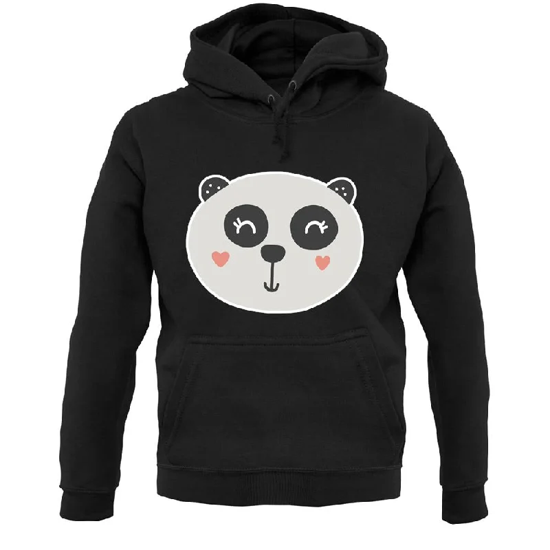 Smiley Face Panda Unisex Hoodie Hoodie with Contrast Stitching Detailed Premium