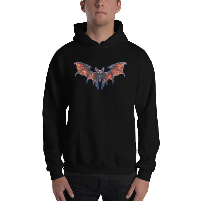 Vampire Bat Skeleton w/ Whimsical Goth Wings Pullover Hoodie Sweatshirt Hoodie with Drawstring Waist Adjustable Fitted