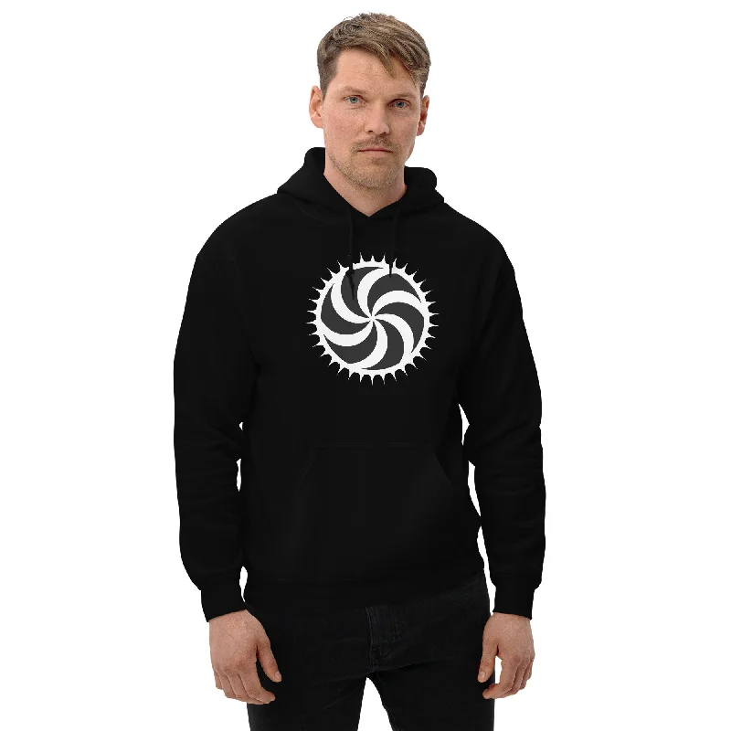 White Deadly Swirl Spike Alchemy Symbol Hoodie Sweatshirt Hoodie with Puffed Sleeves Voluminous Trendy