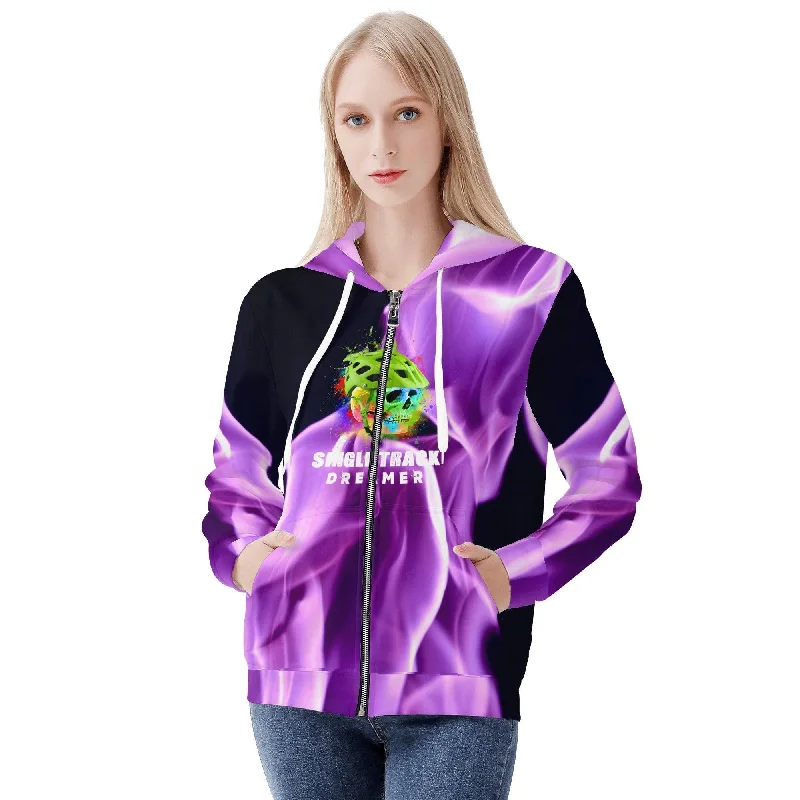 Women's Hoodie | Blue Flame Hoodie with Zipper Placket Modern Functional