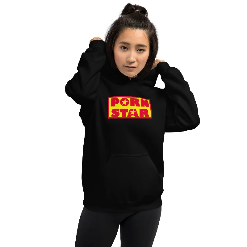 Yellow and Red Porn Star Logo  Hoodie Sweatshirt Hoodie with Pastel Soft Subtle