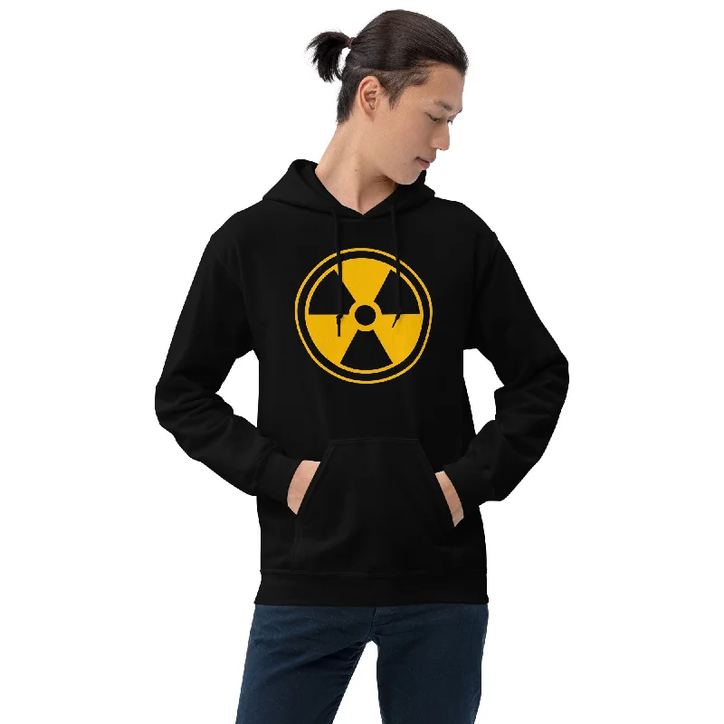 Yellow Radioactive Radiation Warning Sign Hoodie Sweatshirt Hoodie with Camouflage Military Edgy