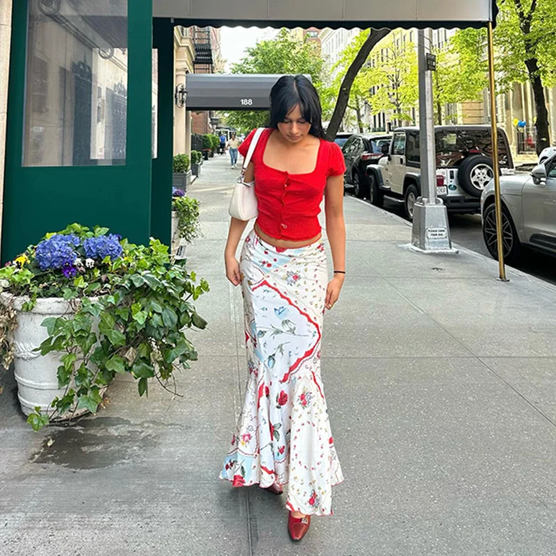 Aster Floral Maxi Skirt midi skirt versatile