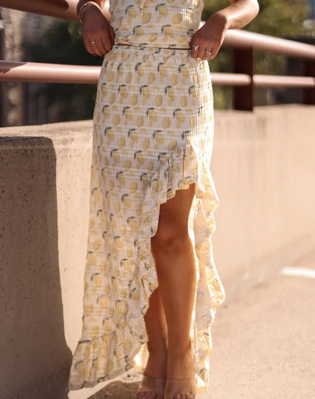 Lemon Lace Maxi Skirt velvet skirt luxurious