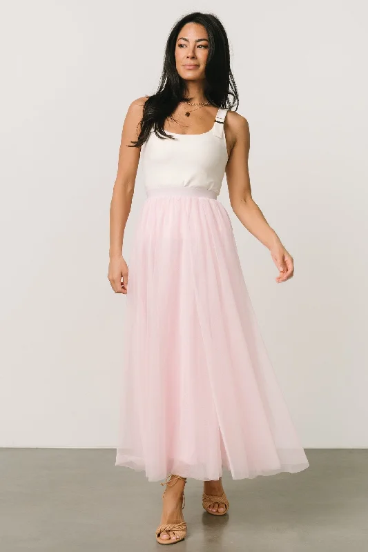 Mila Tulle Skirt | Rosy Pink ruffled skirt detail