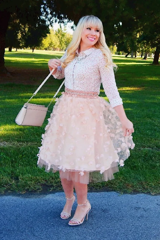 Peach Petal Fete Tulle Skirt lace skirt intricate