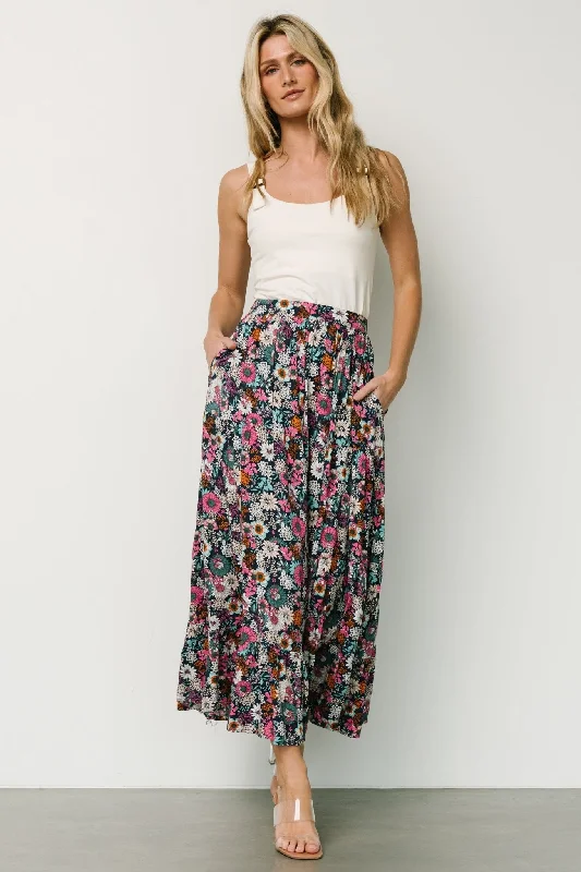 Reilly Maxi Skirt | Navy Flower Print vintage skirt charm