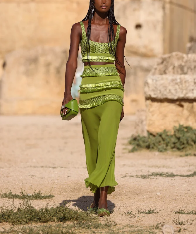 Woven Raffia Top And Skirt corduroy skirt textured