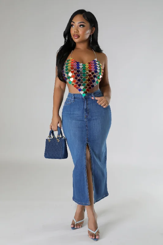 15 Minutes Of Fame Denim Skirt slim fit skirt