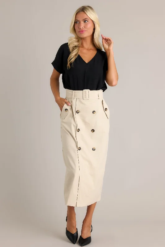 Effortless Edge Light Beige Maxi Skirt denim skirt classic