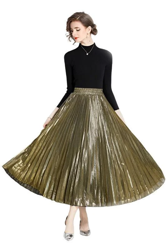 Elegant Black Gold Two-Piece Skirt Set linen skirt airy