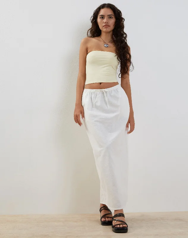 Joelene Maxi Skirt in White denim skirt casual