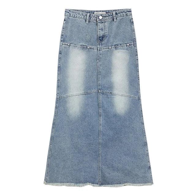 Low-waist Denim Skirt Womens Maxi Long Fishtail Skirt chiffon skirt floaty