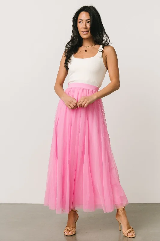 Mila Tulle Skirt | Taffy Pink velvet skirt rich