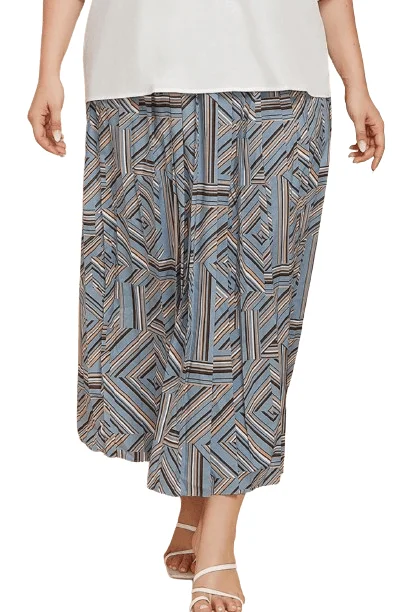 Plus Size Geometric Pleated Skirt asymmetrical skirt cut