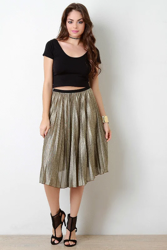 Subtle Shimmer Accordion Pleating Skirt relaxed fit skirt