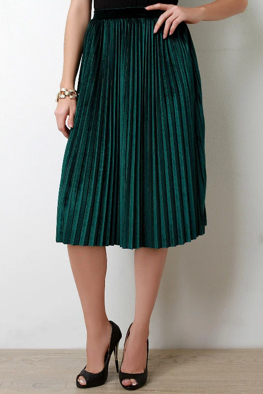 Velvet Accordion Pleat High Waist Skirt pencil skirt chic