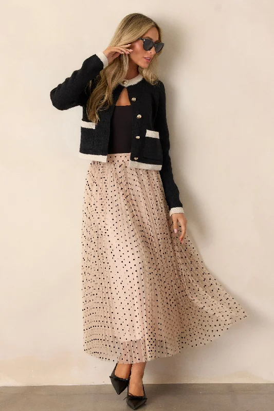 Vintage Wave Beige Tulle Polka Dot Maxi Skirt summer skirt style