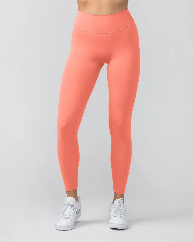 Muscle Nation | Liberty Zero Rise Ankle Length Leggings - Peach Pink Elegant Printed Leggings with Pockets