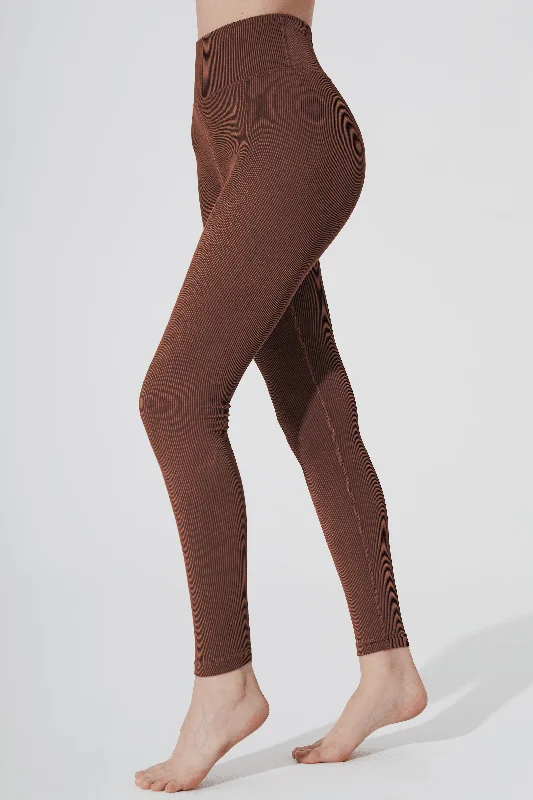 Querida High Waist R Legging - Maroon Choco Trendy Colorblock Print Leggings