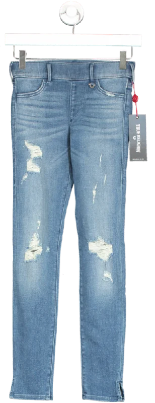 True Religion Blue Runway Legging Crop UK XXS Fashionable Quick-Dry Yoga Pants