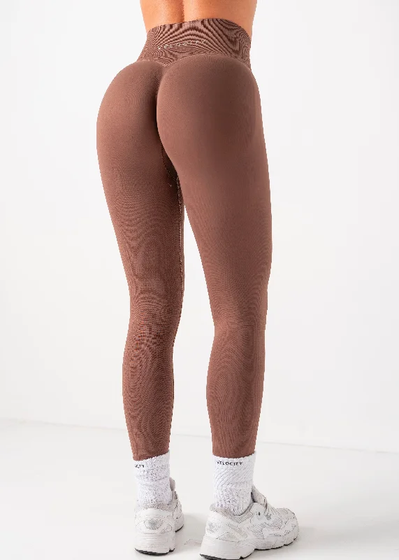 ULTIMATE SEAMLESS SCRUNCH LEGGINGS MINI - CHOCOLATE Cozy Ribbed Leggings