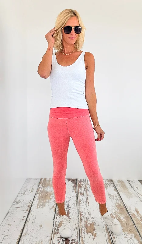 Walk The Walk Cropped Leggings - Peach Stylish Sporty Performance Leggings