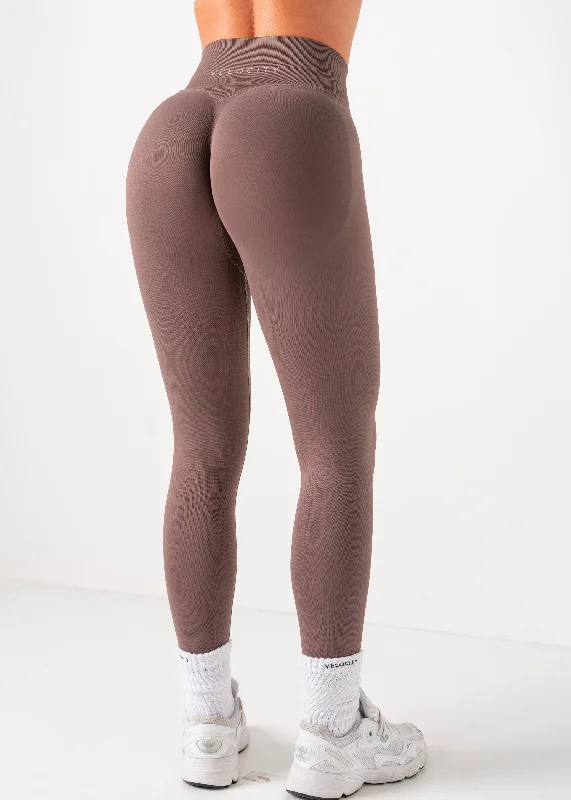 ULTIMATE SEAMLESS SCRUNCH LEGGINGS MINI - STEEL BROWN Trendy Sports Performance Leggings